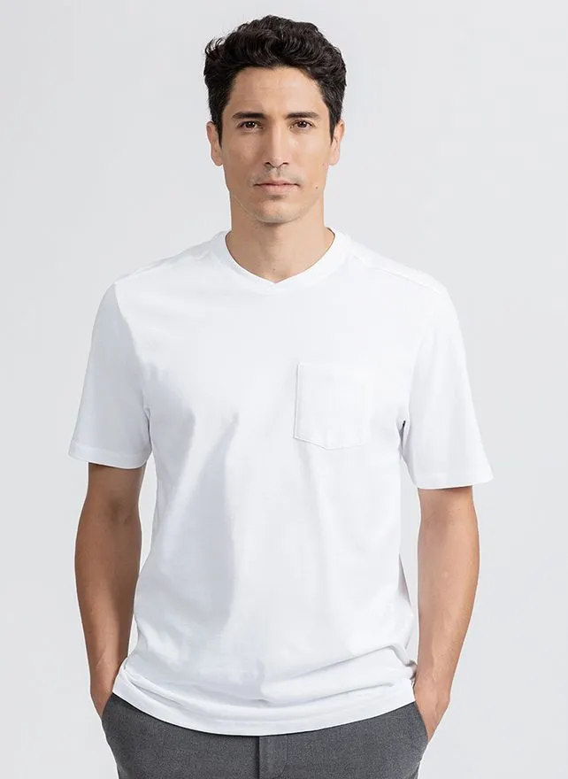 NEW MAN SPOT - Camiseta recta de algodón orgánico con cuello redondo en blanco