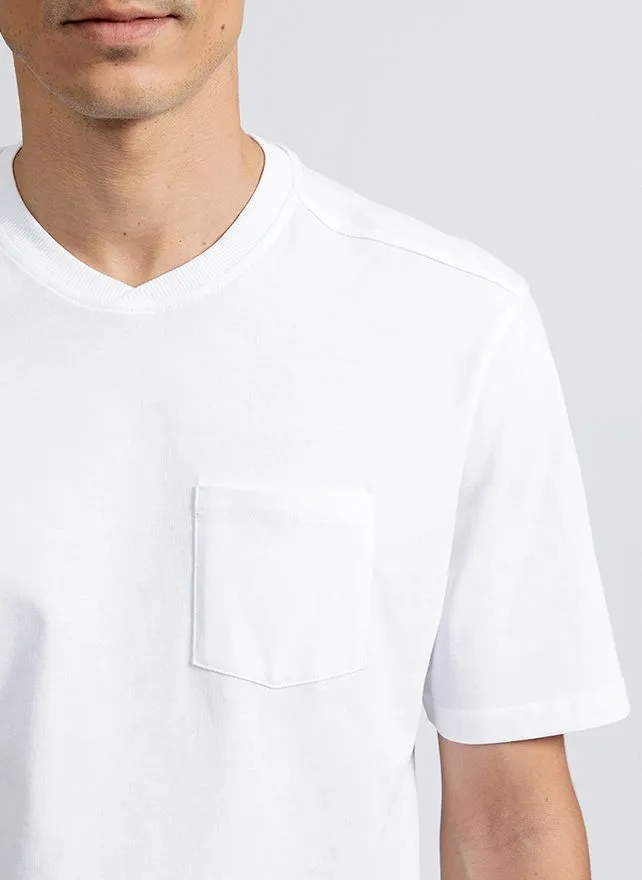 NEW MAN SPOT - Camiseta recta de algodón orgánico con cuello redondo en blanco