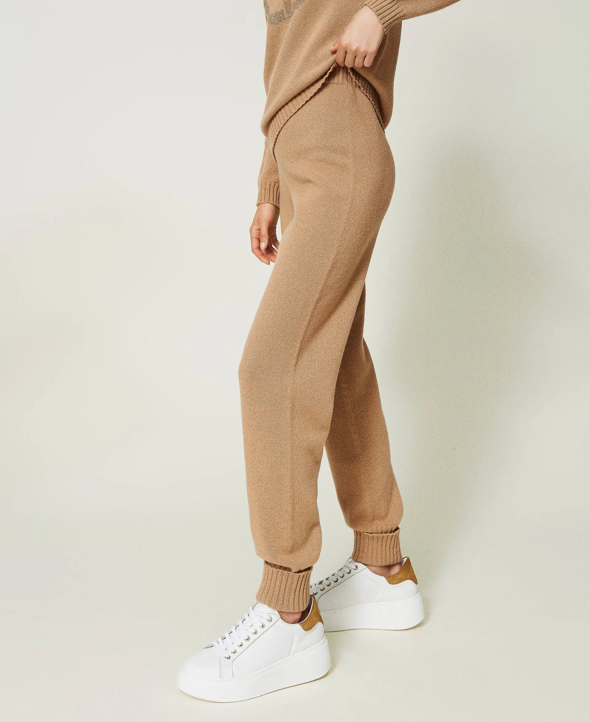 Pantalon de jogging en mélange de laine et lurex