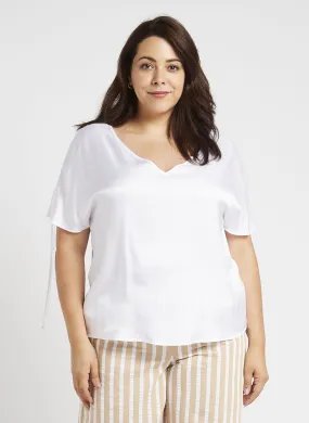 PERSONA by Marina Rinaldi EXPLOIT - Camiseta recta transparente fluida y texturizada en blanco