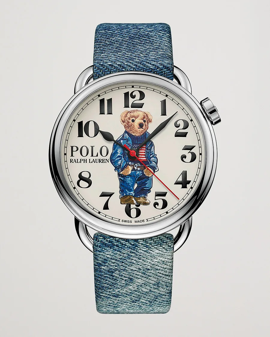 Polo Ralph Lauren 42mm Automatic Denim Flag Bear Steel With White Dial