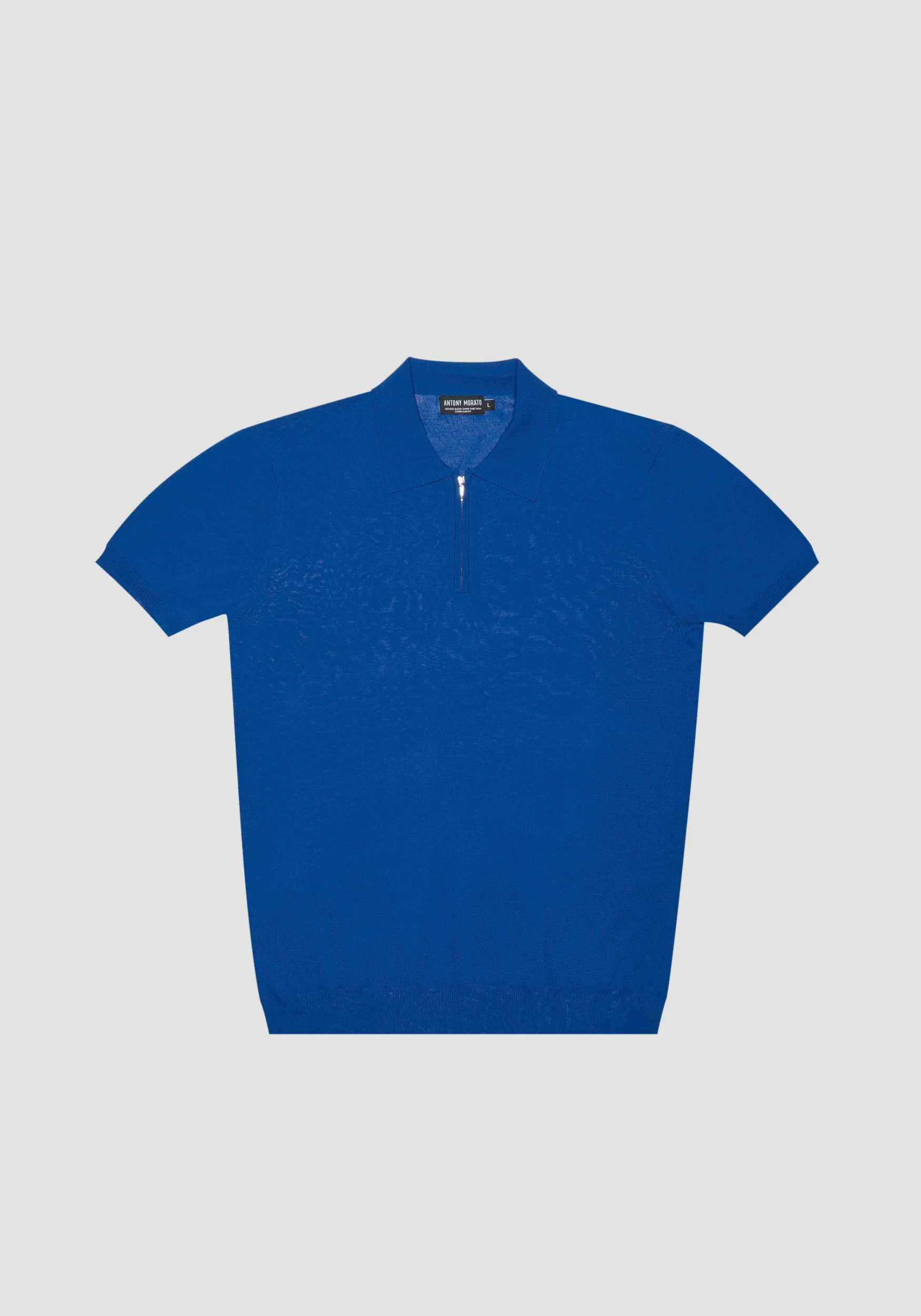 POLO SUPER SLIM FIT DE SUAVE HILADO DE MEZCLA DE VISCOSA CON CREMALLERA