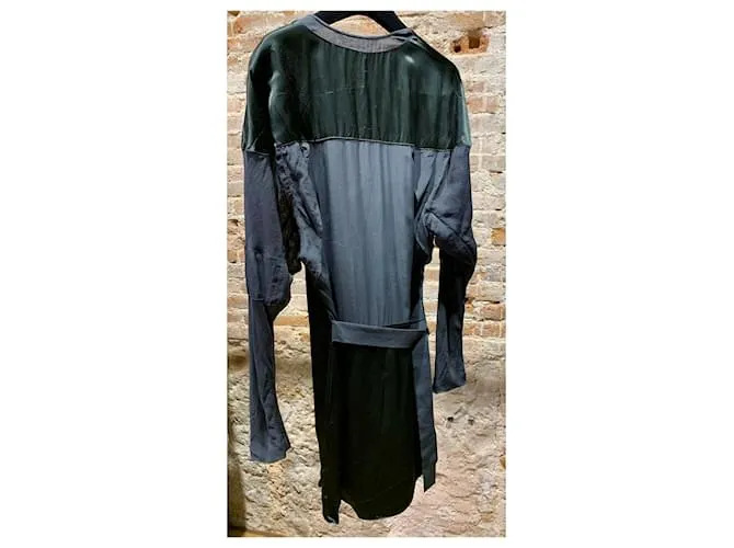 Reed Krakoff Vestido ligero de manga larga Negro Verde oscuro 