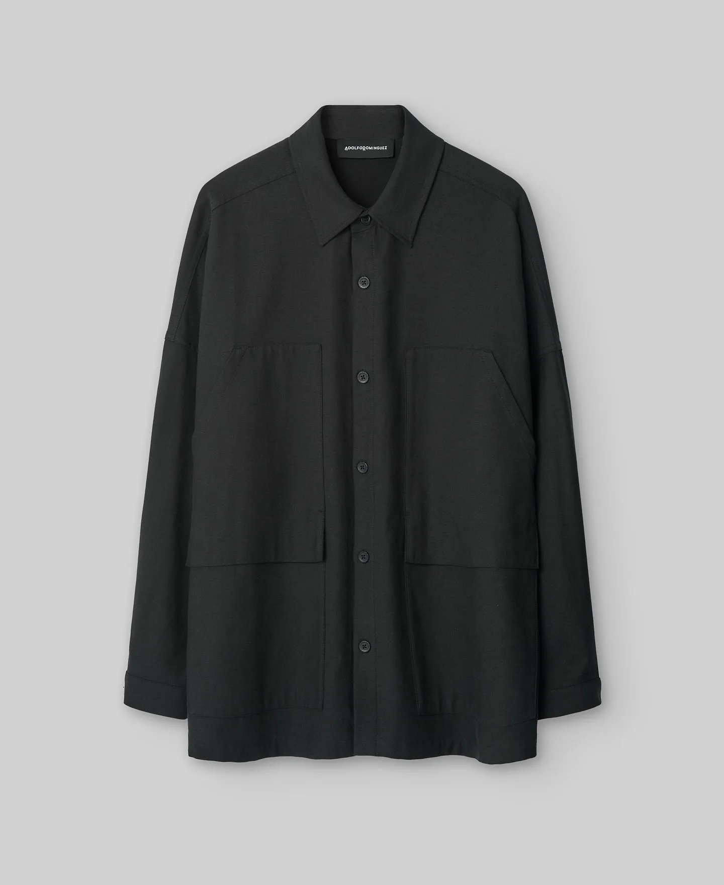 Sobrecamisa negra bolsillos hombre