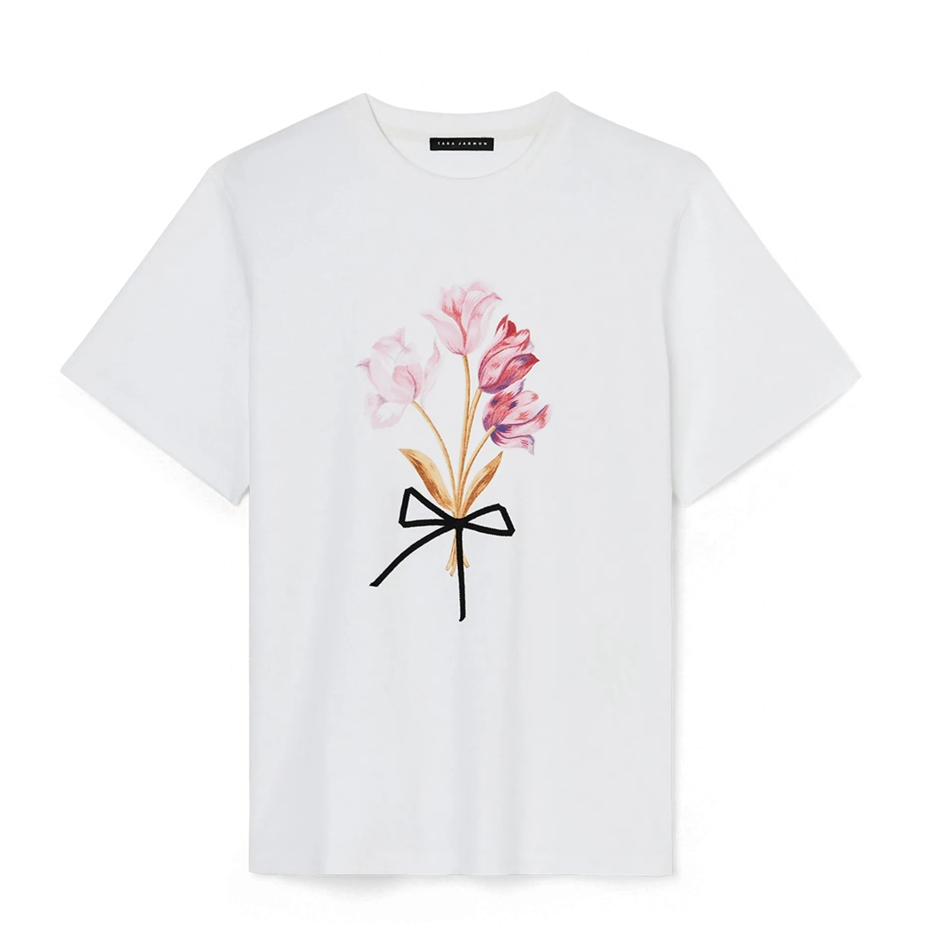 TARA JARMON TARAFLOWER - Camiseta estampada de algodón orgánico mezclado en blanco