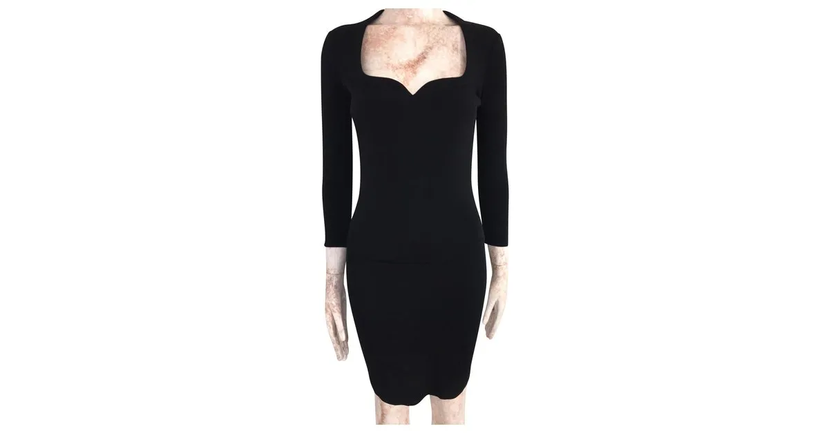 Thierry Mugler Vestido negro de manga larga con vendaje 