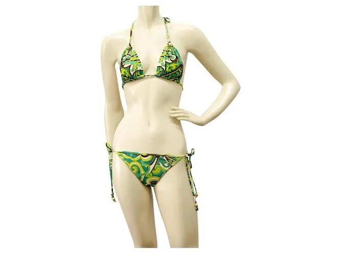 Traje de baño Bikini con estampado caleidoscópico verde y marrón de Milly Cabana Talla S Castaño 