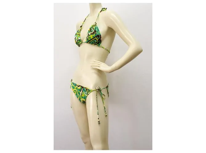 Traje de baño Bikini con estampado caleidoscópico verde y marrón de Milly Cabana Talla S Castaño 