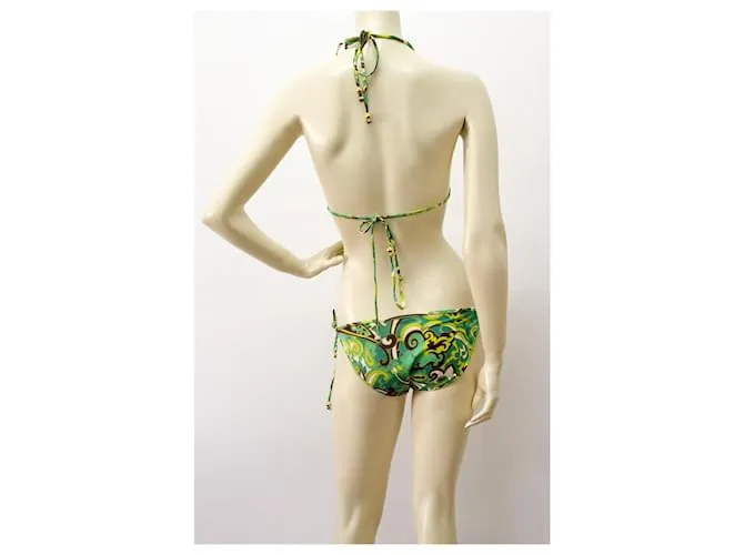 Traje de baño Bikini con estampado caleidoscópico verde y marrón de Milly Cabana Talla S Castaño 