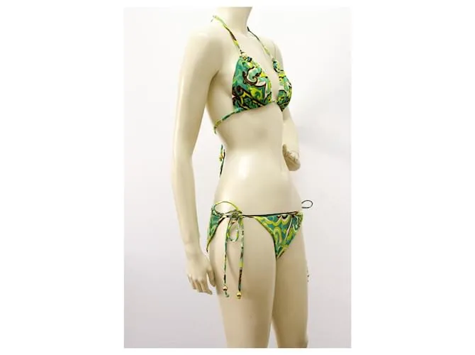 Traje de baño Bikini con estampado caleidoscópico verde y marrón de Milly Cabana Talla S Castaño 