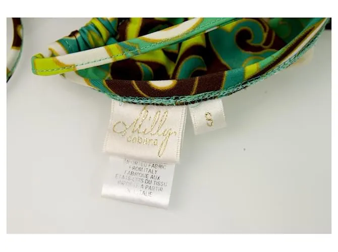 Traje de baño Bikini con estampado caleidoscópico verde y marrón de Milly Cabana Talla S Castaño 