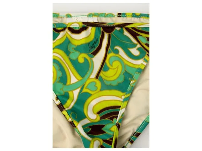 Traje de baño Bikini con estampado caleidoscópico verde y marrón de Milly Cabana Talla S Castaño 