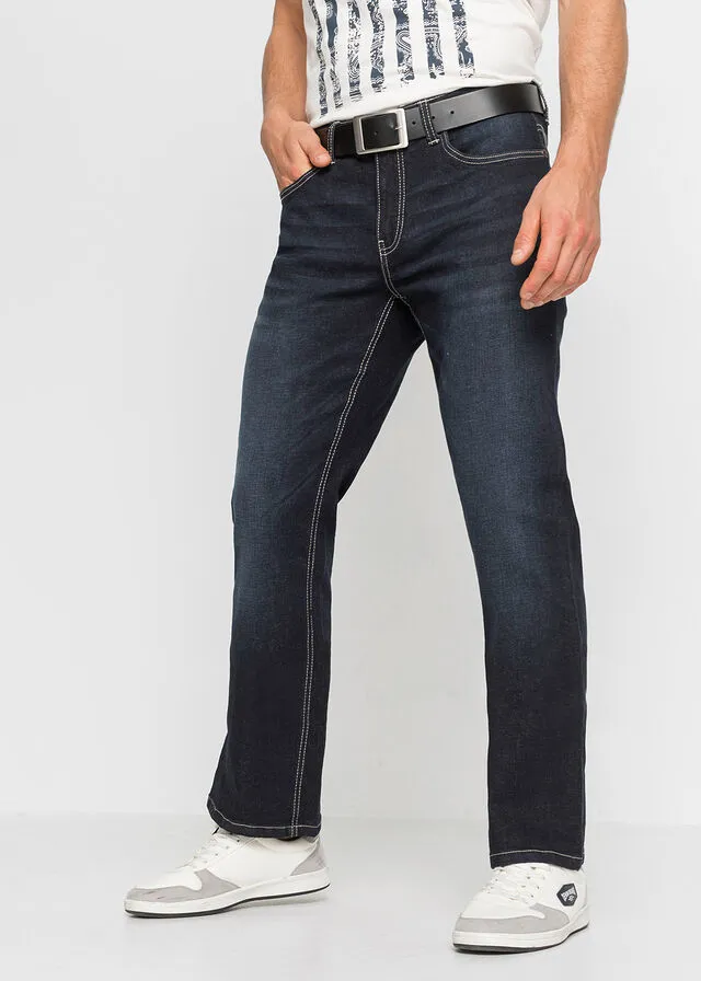 Vaqueros elásticos de corte regular y bootcut denim oscuro