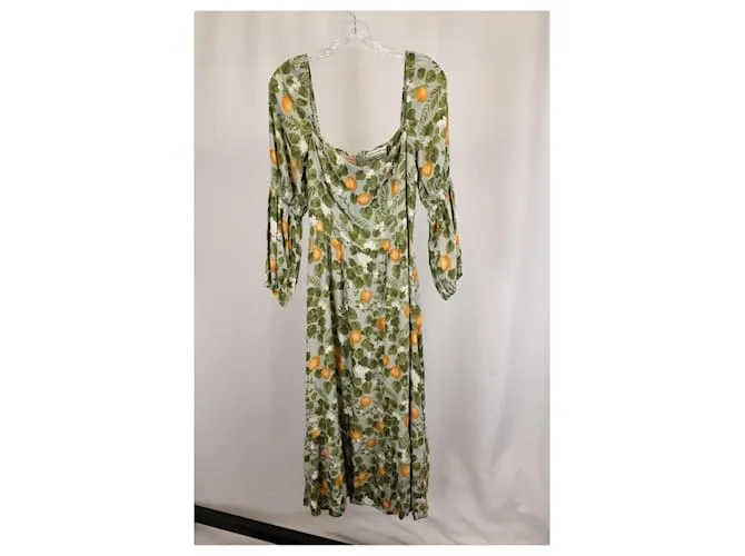 Vestido midi de viscosa verde con estampado naranja de Reformation Mica 